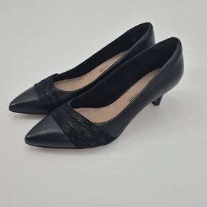 CLARKS Women's Linvale Madie Pump Black Leather Size 9
